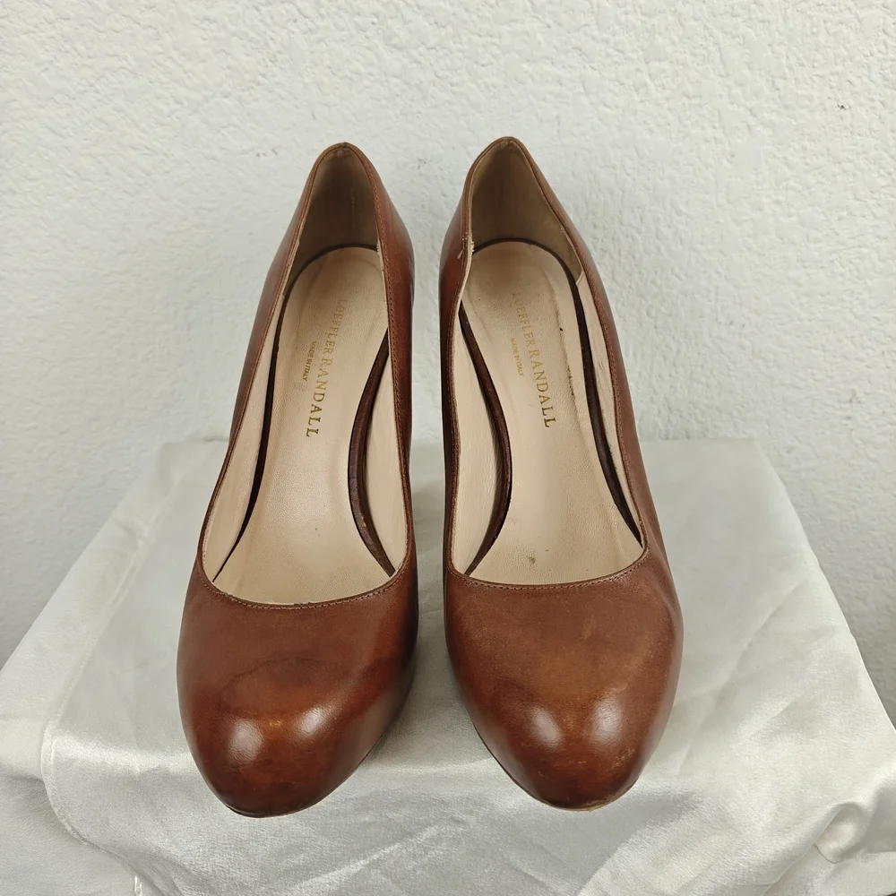 Loeffler Randall Brown Leather Block Heels – Size 8.5B, Made in Italy